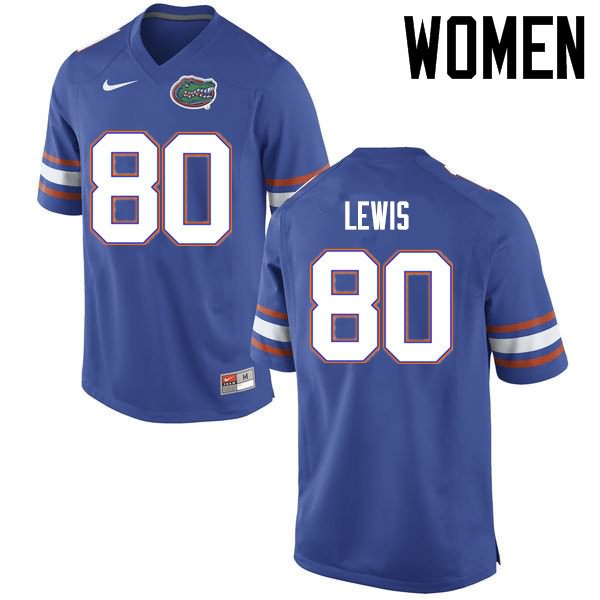 NCAA Florida Gators Cyontai Lewis Women's #80 Nike Blue Stitched Authentic College Football Jersey ZXD1464EX
